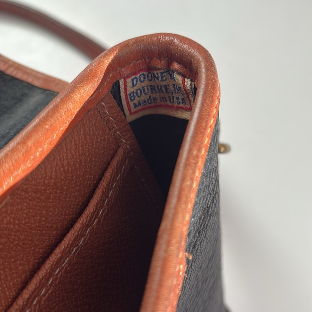 Vintage Dooney & Bourke black leather brown strap and accent mini crossbody - Picture 12 of 16